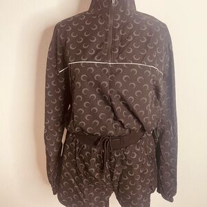 Black and Gray Patterned Jacket and shorts Set